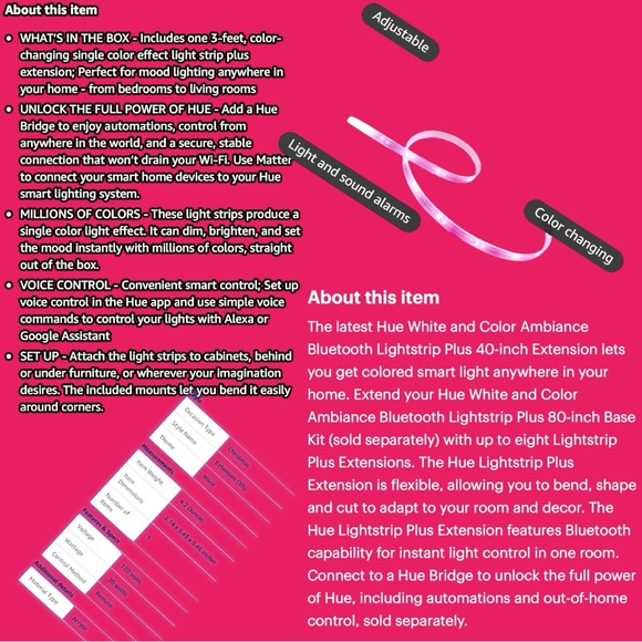 🚨🆕 Philips Hue Smart LED Lightstrip Plus Extension Shape Light Color Changing - Picture 9 of 16